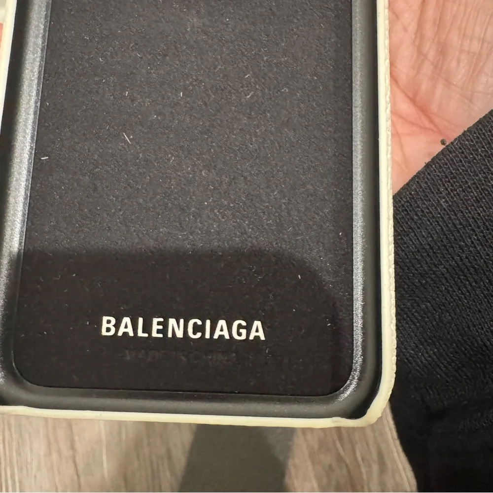 Balenciaga Logo Beige Pink Leather Fits iPhone X through iPhone 10 Phone Case